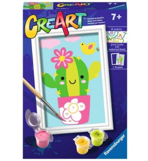 Комплект за рисуване по номера Ravensburger CreArt - Щастлив Кактус
