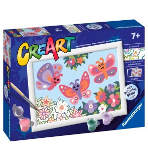 Комплект за рисуване по номера Ravensburger CreArt - Щастливи пеперуди