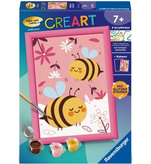 Комплект за рисуване по номера Ravensburger CreArt - Симпатични земни пчели