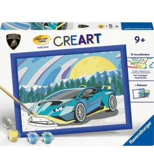 Комплект за рисуване по номера Ravensburger CreArt - Синьо Ламборгини
