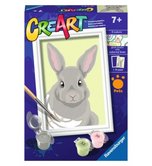 Комплект за рисуване по номера Ravensburger CreArt - Сиво зайче
