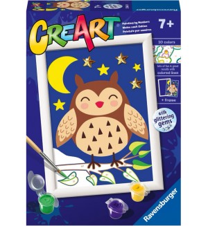 Комплект за рисуване по номера Ravensburger CreArt - Сладък бухал