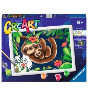 Комплект за рисуване по номера Ravensburger CreArt - Сладки ленивци