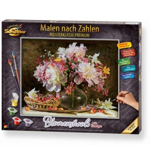 Комплект за рисуване по номера Schipper - Букет цветя и череши
