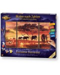 Комплект за рисуване по номера Schipper - Слоновете на Африка (триптих)