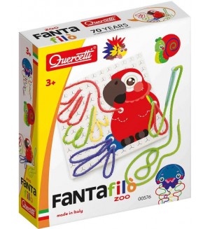 Комплект за рисуване с конци Quercetti - Fanta Filo Zoo