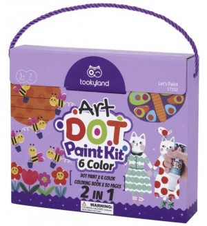 Комплект за рисуване с точки Tooky Land - Книжка с 6 цвята