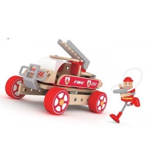 Детски дървен конструктор Classic World – Пожарникарска кола