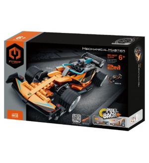 Конструктор 2 в 1 iM.Master Mechanical -  Състезателен автомобил, Pull Back, 221 части