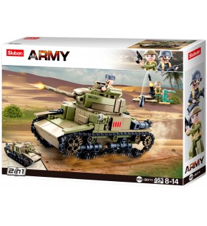 Конструктор 2 в 1 Sluban Army - WWII, италиански танк, 463 части Конструктор 2 в 1 Sluban Army - WWII, италиански танк, 463 части