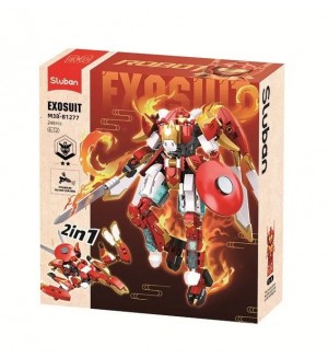 Конструктор 2 в 1 Sluban - Exosuit Red Cardinal, 248 части Конструктор 2 в 1 Sluban - Exosuit Red Cardinal, 248 части