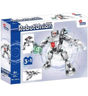 Конструктор 3 в 1 Alleblox Robot Union - Робот, сив, 221 части