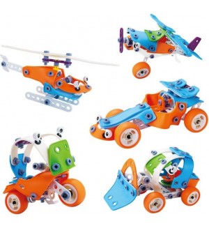 Конструктор 5 в 1 Hoogar - Превозни средства, 132 части Конструктор 5 в 1 Hoogar - Превозни средства, 132 части