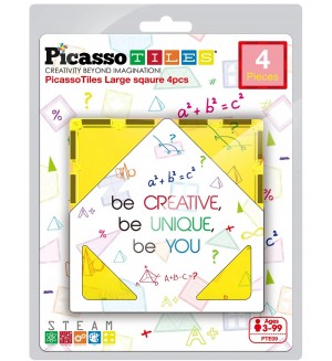 Конструктор допълнение Picasso Tiles - Големи квадрати, 4 части Конструктор допълнение Picasso Tiles - Големи квадрати, 4 части