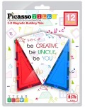 Конструктор допълнение Picasso Tiles - Удължени триъгълници, 12 части