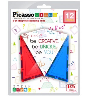 Конструктор допълнение Picasso Tiles - Удължени триъгълници, 12 части Конструктор допълнение Picasso Tiles - Удължени триъгълници, 12 части