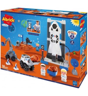 Конструктор Ecoiffier Abrick - Космическа база с ракета и 3 фигури Конструктор Ecoiffier Abrick - Космическа база с ракета и 3 фигури