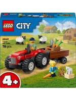 Конструктор LEGO City - Червен фермерски трактор с ремарке и животни (60461)