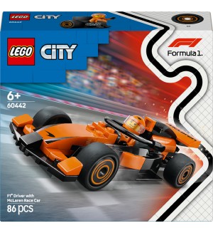 Конструктор LEGO City - Пилот от F1 със състезателна кола McLaren (60442)