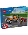 Конструктор LEGO City - Камион за теглене и ремонт на спортна кола (60435)