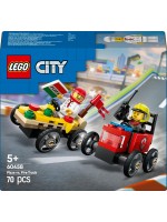 Конструктор LEGO City - Комплект състезателни коли: камион за пица срещу пожарна кола (60458)