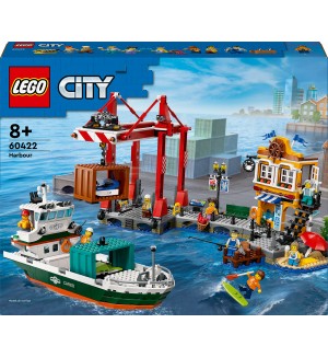 Конструктор LEGO City - Морско пристанище с товарен кораб (60422)
