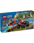 Конструктор LEGO City - Пожарникарски камион 4 х 4 със спасителна лодка (60412)