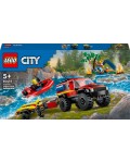 Конструктор LEGO City - Пожарникарски камион 4 х 4 със спасителна лодка (60412)