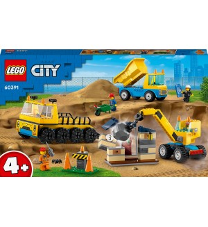Конструктор LEGO City - Строителна площадка с камиони (60391)