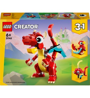 Конструктор LEGO Creator 3 в 1 - Червен дракон (31145)