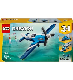 Конструктор LEGO Creator 3 в 1 - Летателни средства: състезателен самолет (31160)