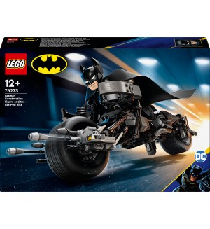 Конструктор LEGO DC Comics Super Heroes - Фигура за изграждане Батман и мотоциклет (76273)