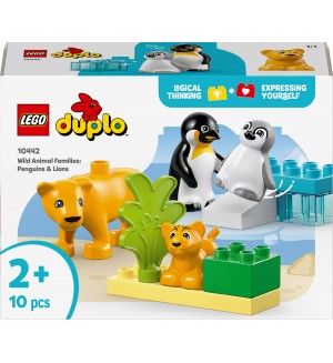 Конструктор LEGO Duplo - Семействата на дивите животни: Пингвини и лъвове (10442)