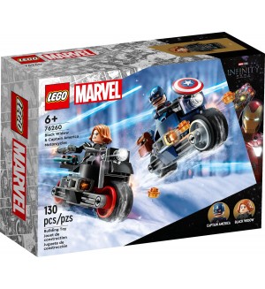 Конструктор LEGO Marvel Super Heroes - Мотоциклетите на Капитан Америка и Черната вдовица (76260)