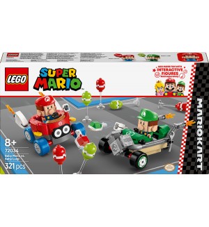 Конструктор LEGO Super Mario - Mario Kart, Baby Mario срещу Baby Luigi (72034)