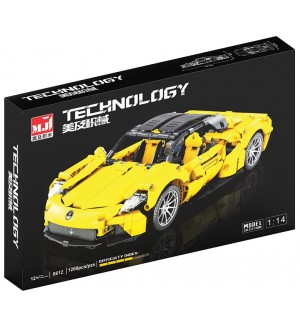 Конструктор MJI: Technology Car - Жълт спортен автомобил, 1269 части Конструктор MJI: Technology Car - Жълт спортен автомобил, 1269 части