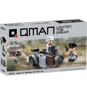 Конструктор Qman Lighten the dream - Военен мотоциклет R12