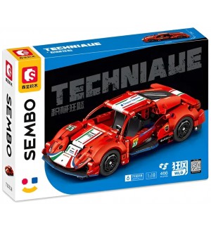 Конструктор Sembo Block - Спортен автомобил, 466 части, червен
