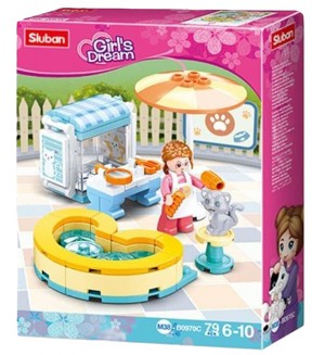 Конструктор Sluban Girl's Dream - Котешки СПА център, 79 части