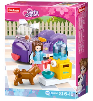 Конструктор Sluban Girl's Dream - Център за хранене на кучета, 91 части Конструктор Sluban Girl's Dream - Център за хранене на кучета, 91 части