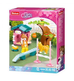 Конструктор Sluban Girl's Dream - Зона за кучешки тренировки, 91 части