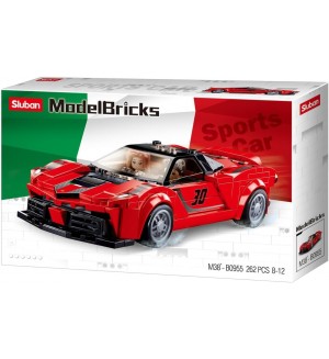 Конструктор Sluban Model Bricks - Червена италианска суперкола, 262 части Конструктор Sluban Model Bricks - Червена италианска суперкола, 262 части
