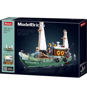 Конструктор Sluban Model Bricks - Рибарска лодка, 610 части