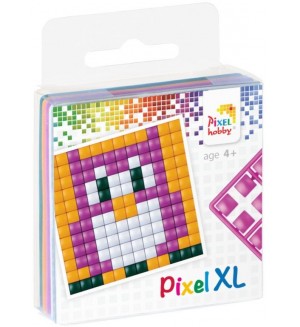 Креативен комплект с пиксели Pixelhobby - XL, Бухалче, 4 цвята 