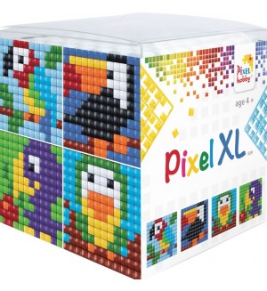 Креативен комплект с пиксели Pixelhobby - XL, Куб, птици