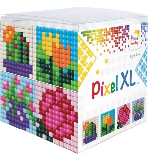 Креативен комплект с пиксели Pixelhobby - XL, Куб, Цветя