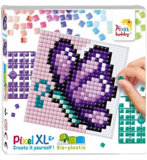 Креативен комплект с пиксели Pixelhobby - XL, Лилава пеперуда