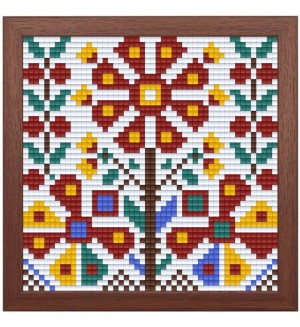 Креативен комплект с рамка и пиксели Bright Toys - Българска шевица, Мотив 3, Pixel Classic