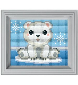 Креативен комплект с рамка и пиксели Pixelhobby - Бяла мечка, Pixel Classic