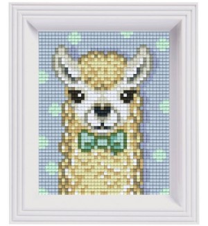 Креативен комплект с рамка и пиксели Pixelhobby Classic - Бяла лама